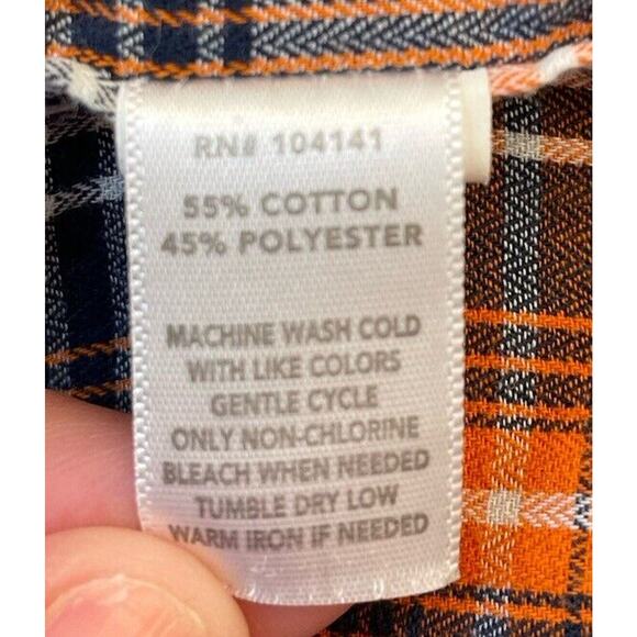Field & Stream Men's Short Sleeve Button Up Flannel Shirt Size 2XL Orange Blue - Picture 6 of 6